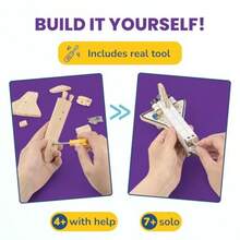 DIY Build Your Own Space Shuttle Toy Model - Wooden Kit W/Stickers - Wood Building Kit For Boys Girls - Toy Spaceship Stem Toys For Ages 4-10 - Wood Crafts For - STEM Woodworking Kits - SpaceShuttle - View 4