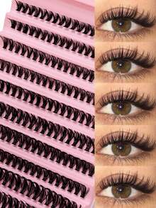 200 piezas Racimos de pestañas D Curl esponjosas, par de ojos de gato izquierdo + derecho, extra grueso pero con aspecto natural, fácil para principiantes y reutilizable para uso diario, fiestas, viajes y festivales - Ver 6