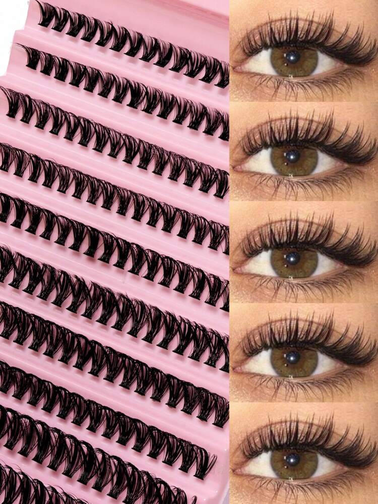 200片蓬松D型卷翘猫眼假睫毛套装（左右一对），浓密自然，新手友好，可重复使用，适合日常、派对、旅行和节日等场合。 - 查看 6