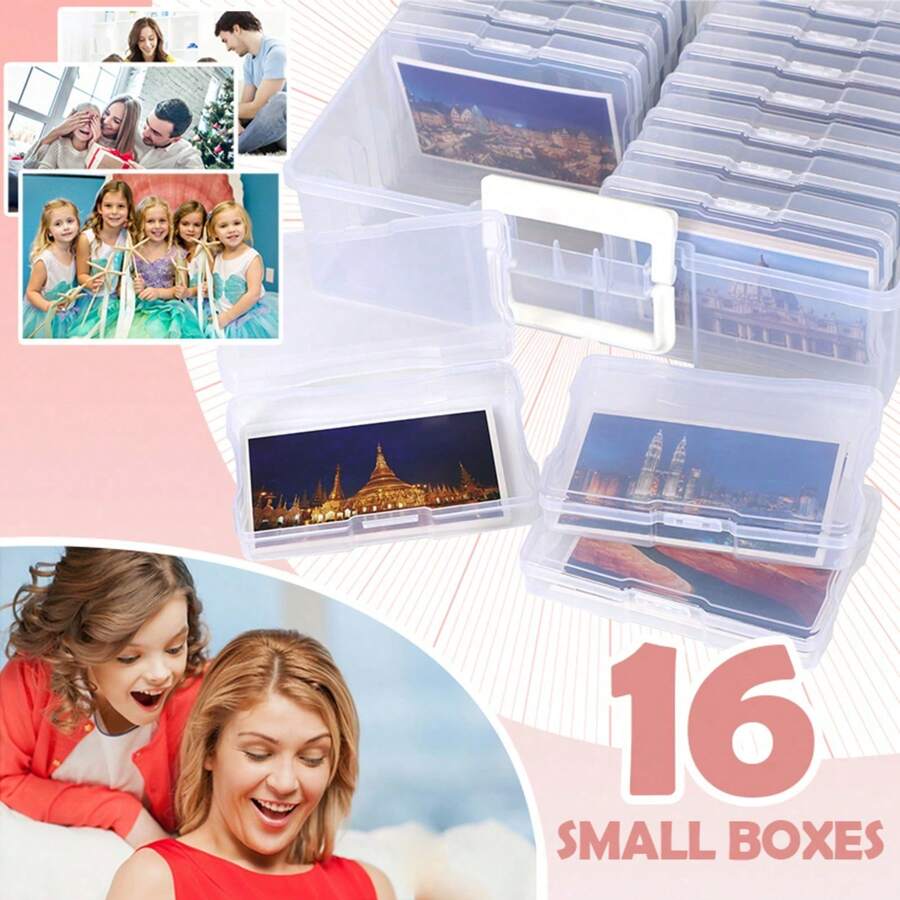1PC Photo Storage Box 1600 6 X 4 Picture Album Organizer Photograph Container Case - Clear - View 1