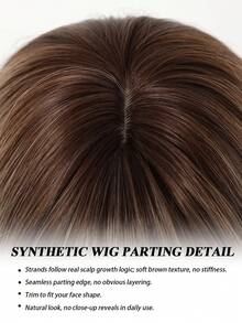 12英寸金色短直波波头假发，女士自然耐热合成假发，带刘海，适合妈妈们日常佩戴和参加派对 - 金色 - 查看 6