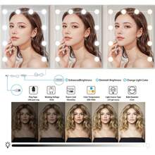 Vanity Desk With HD Lighted Mirror, Makeup Vanity Table With Drawers & Shelves, 3 Color Light & Adjustable Brightness, Bedroom, Living Room Dressing Table, Gift For Women - 白色 - 查看 8