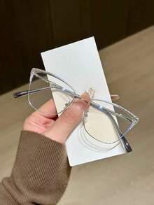 1件装 女士新款金属猫眼水钻独特设计闪亮眼镜 - 無色 - 查看 14