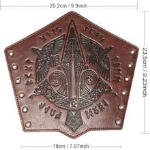 2pcs Medieval PU Leather Bracelets, With Intricate Embossing, Viking-Style Faux Leather Arm Guards, Halloween Costume Accessories - A - View 2