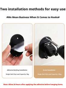 2pcs,4pcsLarge Japanese-Style Punch-Free Hanging Rod Clip, Telescopic Rod Hanger, Curtain Rod, Roman Rod, Shower Curtain Rod Claw Hook Clip Bracket - White 4-piece Set + 8 Screws + 4 Patches (excluding Rod) - View 3