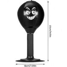 Stress Relief Desktop Punching Bag Super Strong Suction Cup Base Speed Bag, High Elastic Spring Reflex Punch Ball For Office, Home,Durable PU Leather - Black - View 6