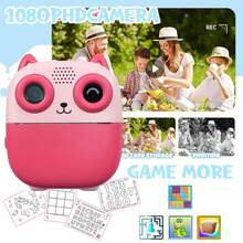 儿童数码即时打印相机玩具，2.4英寸高清屏幕，1080P视频，6倍变焦，创意游戏，32GB存储空间，便携式户外旅行玩具，适合3-12岁儿童 - 彩色 - 查看 11