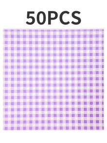 多巴胺网格图案防油防水烘焙纸，彩色不粘食品包装纸，适用于蛋糕、汉堡、三明治、空气炸锅、野餐、情人节派对等场合 - 彩色 - 查看 11