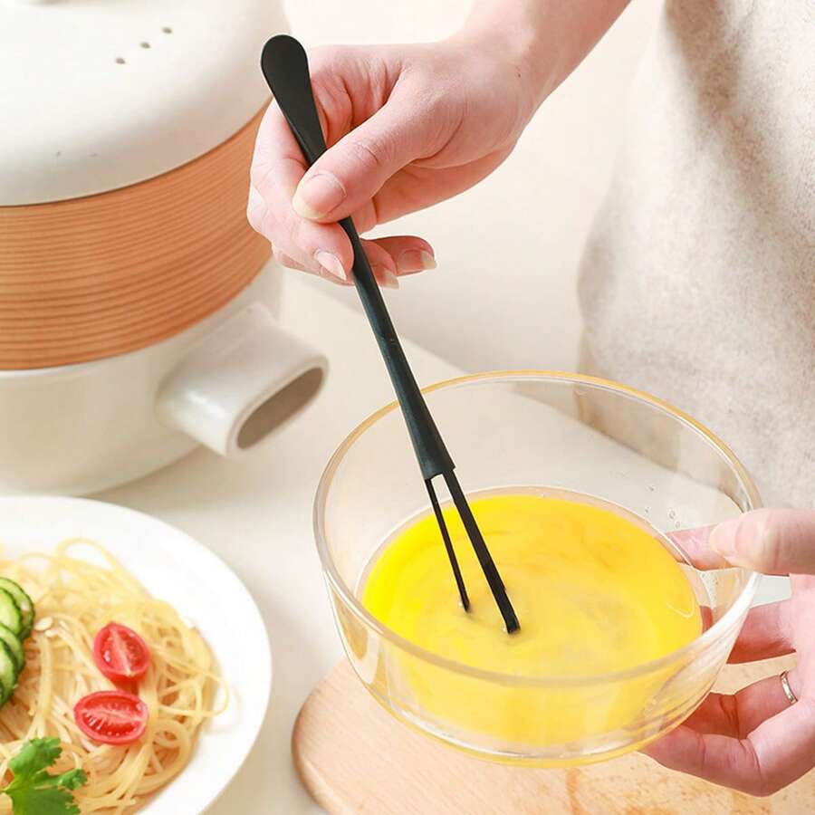 迷你打蛋器套装，双打蛋头配勺子，长柄鸡蛋打蛋工具，适用于打蛋、制作酱汁，小巧便携烹饪套装 - 彩色 - 查看 1