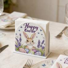 1/4pcs Easter Acrylic Napkin Stand With Bunny, Eggs And "Happy Easter" Design And Freestanding Tissue Holders; Perfect As A Centerpiece For Your Kitchen Table. - Multicolor - View 4