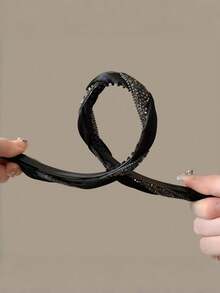 2 件装水钻发箍，带齿防滑发箍，优雅防滑水钻星形珠子发箍 - 时尚黑色布艺发箍，闪亮装饰，韩式甜美风格，适合日常佩戴。女士发饰。圣诞配饰，女士发饰，发饰，发箍，女士发箍，女士发箍，家居卧室装饰 - 查看 5