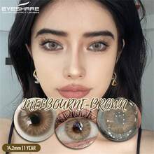 EYESHARE 1副彩色隐形眼镜，棕黑蓝灰四色可选，高品质，适合婚礼、情人节礼物，一年抛型，14.2mm，适合日常约会和节日佩戴。 - 墨爾本棕 - 查看 4