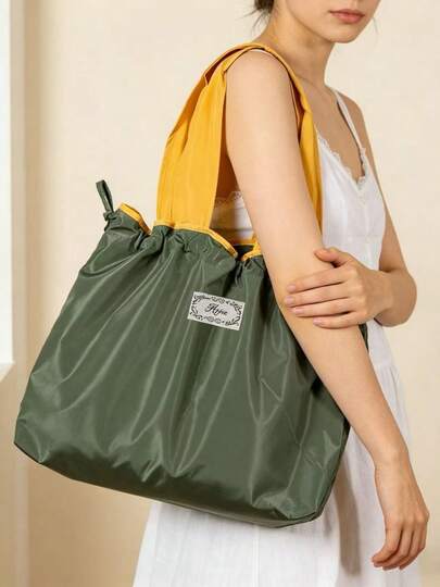 Bolsa de compras plegable y reutilizable con asas, bolsa de tote con cordón de gran capacidad, ligera y portátil, duradera, bolsa de almacenamiento para uso diario, lavable a máquina, opciones de multicolor. Adecuada para bodas, cumpleaños, playas, gimnasios, trabajo y oficina, regalo ideal para mujeres, madres y damas.