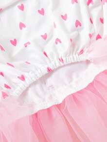 Hunde-Kleid mit Herz-Muster, Kurzarm, mit Schleife und Tüllrock, Alltagskleidung für Welpen, Haar-abweisend - Pink - Übersicht 11