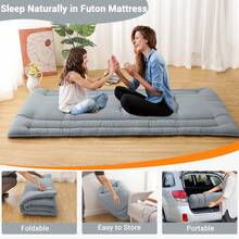 Colchón de suelo japonés plegable - Tatami portátil y ligero - Perfecto para dormitorio, camping, viajes, RV y apartamento - Ideal para niños y huéspedes, TWIN (99x203cm) USA - Gris claro TWIN (99*203cm) EE. UU. - Ver 7