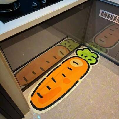 1片装硅胶泥地垫，吸水性强，快干，防滑，易清洁，卡通图案，多种尺寸可选，适用于厨房、浴室、洗衣房、玄关、浴室装饰，卡通门垫，厨房垫