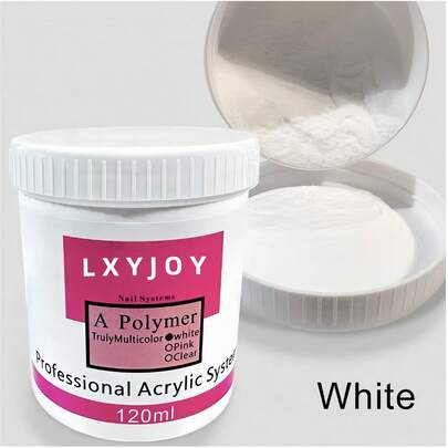 Acrylic Nail Powder 120ML 4.23 OZ White Acrylic Powder Odor-Free Bubble-Free No Need Nail Lamp Long-Lasting Colored Acrylic Nail Powder For Acrylic Nail Extension Carving