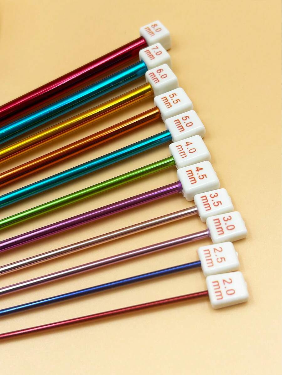 Bộ 11 kim đan len một đầu dài 10,63 inch, kim móc len bằng nhôm nhiều màu sắc, bộ kim móc Tunisia trơn tru, dụng cụ đan len DIY, phù hợp cho người mới bắt đầu hoặc thợ móc chuyên nghiệp (màu kim ngẫu nhiên) - Móc đan móc - Xem 1