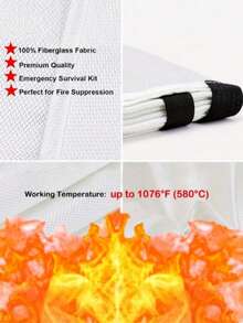 39.37" X 39.37" Fire Blanket - Emergency Fire Retardant Blanket, Made Of Fiberglass For Kitchen, Home, School, Fireplace, Grill, Vehicle, Office And Warehouse, Comes With Hanging Hook - Multicolor - View 3