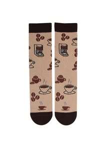 2 Pairs Tool & Coffee Graphic Breathable Mid-Calf Socks, Unisex Socks - Multicolor - View 5