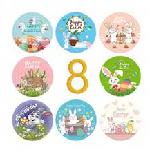 500pcs/Roll Easter Party Rabbit Stickers, 8 Cartoon Patterns Gift Seals Labels, Adhesive Stickers - one-size - View 3