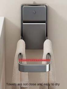1PC Bathroom Wall Suction Cup Foldable Towel Rack/Hand Towel Holder For Washbasins. Suitable For Storing Towels, Jewelry, Hairbands, And Other Items In The Bathroom. Multi-Functional Foldable Coat Rack/Wall Shelf For Home Use - View 4