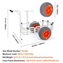 Beach Fishing Cart, 350 Lbs Load Capacity, Fish And Marine Cart With Two 16" Big Wheels PU Balloon Tires For Sand, Heavy-Duty Aluminum Pier Wagon Trolley With 8 Rod Holders For Fishing, Picnic - 350 Lbs 16" Wheels Aluminum - View 7