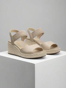 Rihero Women's Espadrille Platform Wedge Sandals Comfortable Casual Elastic Strap Open Toe Sandals For Summer Work Vacation - 裸體 - 查看 2