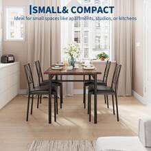 Juego de Mesa de Comedor para 4, pequeña Mesa de Cocina con sillas tapizadas, sillas de Comedor de Madera de Granja para Sala de Cocina, Espacios pequeños, Departamento - Nuez - Ver 7