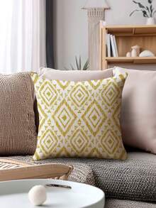 Bộ 4 vỏ gối trang trí họa tiết hình học hiện đại, chất liệu vải lanh cổ điển, khóa kéo ẩn, có thể giặt, thiết kế tối giản hiện đại, phù hợp trang trí nhà cửa, ghế sofa, phòng khách, phòng ngủ, xe hơi, ngoài trời. Không kèm ruột gối. - Màu vàng - Xem 8