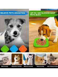 Three Pieces Pet Lick Pad-Training Slow Feeding Device, Bathing Distraction, Anti-Boring Design, Non-Slip And Easy To Clean - Multicolor - View 6