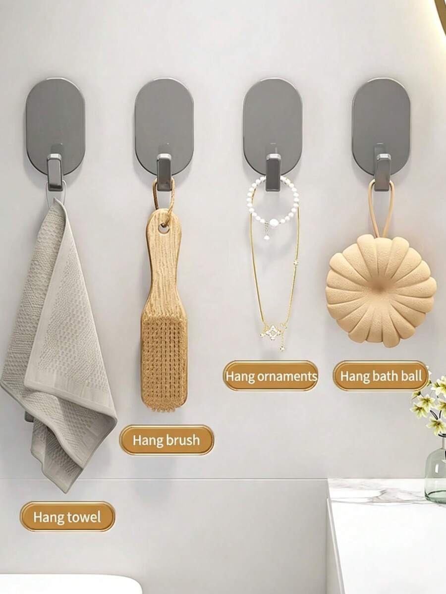 5pcs No-Drill, Multi-Functional Modern Hooks Are Perfect For Hanging Towels, Bathrobes, Keys, Umbrellas, Kitchen Utensils, And More. Suitable For Bathroom, Living Room, And Kitchen Storage.