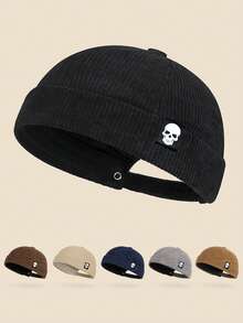 Mũ lưỡi trai unisex kiểu retro bằng vải nhung kẻ, có thể điều chỉnh vành, kiểu dáng đường phố cổ điển, mũ thủy thủ phong cách mô tô, đa năng cho mọi mùa. - A - Xem 1