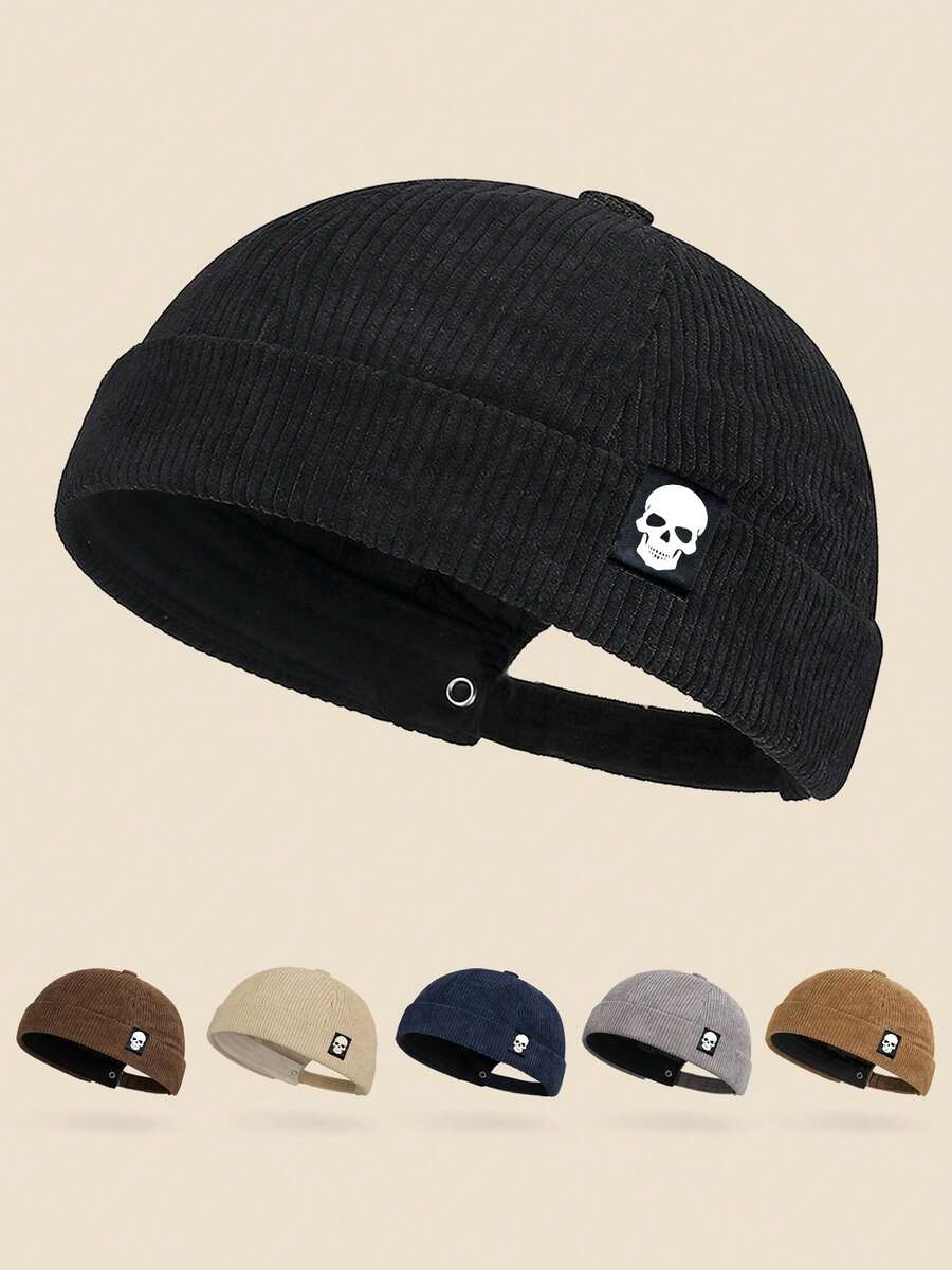 Mũ lưỡi trai unisex kiểu retro bằng vải nhung kẻ, có thể điều chỉnh vành, kiểu dáng đường phố cổ điển, mũ thủy thủ phong cách mô tô, đa năng cho mọi mùa. - A - Xem 1