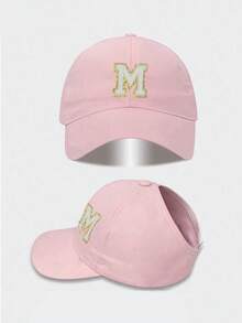 1pc Solid Color Open Back Ponytail Baseball Cap With 26 Letters, Women Fashion Sports Sun Hat For Outdoor UV Protection - Pink - View 10