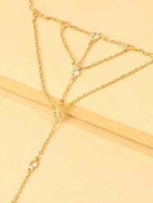 1件装多层水晶指节戒指手链，女士简约百搭水晶手链饰品，适合夏季海滩派对 - 金色 - 查看 4