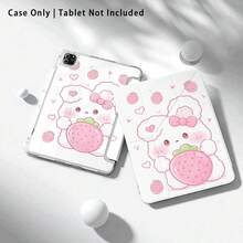 兔子抱着草莓图案彩绘亚克力水晶保护套，3+Y折叠防弯折，平板电脑保护套兼容三星Galaxy Tab A9 Plus/A11/A11 PLUS及其他型号，适合返校季、情人节等场合。 - 彩色 - 查看 3