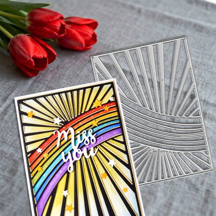 Creative Background Dies, DIY Scrapbooking Album And Embossing Stencil, Greeting Card Making Tool, Card Paper Cutting Crafts ,Gift Card Making Template Die Cuts. - Silver - View 7