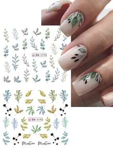 24 miếng/2 bộ hình dán móng tay cây dừa mùa xuân hè, lá xanh kiểu bãi biển, phụ kiện móng tay tự dính cho kỳ nghỉ của phụ nữ - Nhiều màu - Xem 7