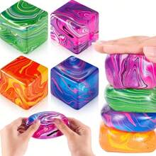 2025 Latest Needo-H Same Style Ripple Cube Malt Squeeze Toy, Stress Relief Slow Rebound Squeeze Toy - Birthday Gift, Holiday Gift, Party Gift, Best Gift - Multicolor - View 1