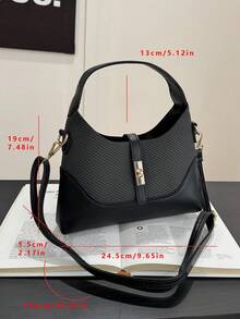 Bolso de diseño de nicho con bloques de color, bolso de hombro cruzado portátil versátil para ir al trabajo, bolso de mano, adecuado para el uso diario y citas casuales - Negro - Ver 10