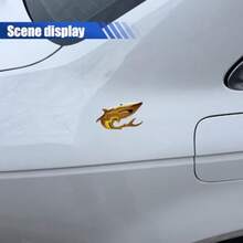 2PCS 3D Shark Metal Car Emblem Sticker Decal 3.5*1.7 Cool Fish Nameplate Sticker For Auto Body Badge Decal On SUV Motorcycle Truck Fenders Bumper Window Laptop Decoration Gold Finish High-Definition Metallic Design Durable Outdoor Use Stylish Vehicle Customization Accessory - -Vàng- - Xem 4