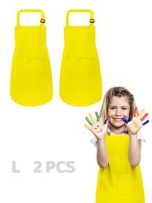 2pcs Adjustable Children's Art Apron, Boys & Girls Cooking Apron With Pockets, Suitable For Kitchen, Lab Activities, Painting And Baking Crafts - Multicolor - View 13