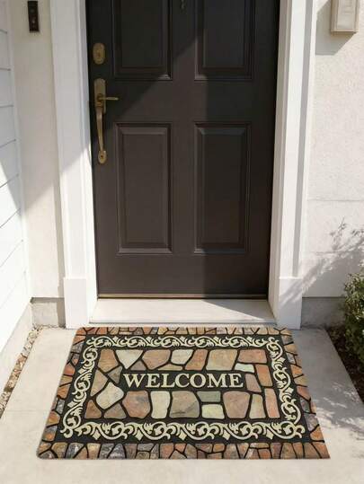 1 stuk welkomstmat - Deurmat, entreekleed voor binnen/buiten, antislip vloermat, geschikt voor woonkamer, slaapkamer en huisdecoratie, machinewasbaar, comfortabel decoratief tapijt voor de woonkamer, geschikt voor alle seizoenen