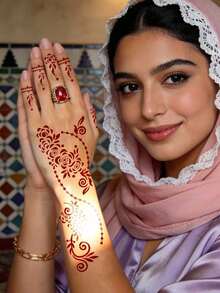 8 piezas Plantillas de tatuaje de brazo - Patrones florales complejos y decorativos huecos, plantillas reutilizables de arte corporal para tatuajes temporales DIY, adecuadas para fiestas, vacaciones, cosplay y estilo diario, se ajustan a la mayoría de los tamaños de brazo, fáciles de aplicar y limpiar (8 piezas/4 piezas) - Negro - Ver 3