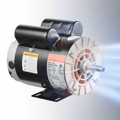 5HP SPL Air Compressor Electric Motor, 230V 17.6Amps, 56 Frame 3450RPM, 5/8" Keyed Shaft, 1.88" Shaft Length, CW/CCW Rotation (Factory Setting Is CCW), Single Phase