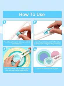 1 chiếc dao cắt giấy tròn xoay 360 độ thủ công, dụng cụ cắt giấy xoay tay, đường kính cắt tròn từ 3,14 inch đến 12,59 inch. - Nhiều màu - Xem 6