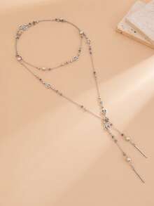 rundraw 1 件花卉水晶球串珠优雅时尚多色金属长项链，适合女士，适合日常、通勤、派对佩戴 - 彩色 - 查看 6