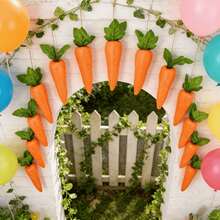 12/6/3pcs Realistic Carrot Decorations, Easter Party Props, Realistic Decorations For Party Events, Freely Combinable, Holiday Party Decor Accessories, Suitable For Home Holiday Decor, Hanging Decorations, Easter Party Supplies - Multicolor - View 6