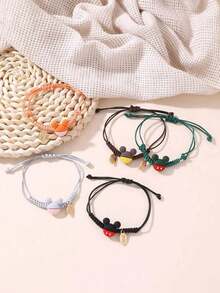 1条手工串珠卡通手链，可调节，饰有水钻，糖果色，适合女性和情侣佩戴，可作派对饰品、小礼物、生日和节日派对配饰，可调节水钻装饰手镯，适合作为送给女孩和朋友的礼物。 - A - 查看 7